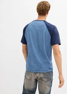 T-shirt med kort knappslå, av ekologisk bomull med tvättade effekter, bonprix