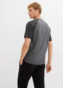 T-shirt med kort knappslå, av ekologisk bomull med tvättade effekter, bonprix