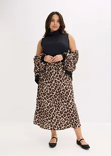 Midikjol av satin med mjukt fall, bonprix