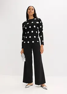 Långärmad topp av crêpe, bonprix