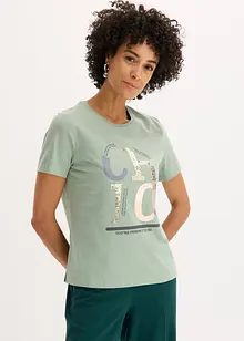 T-shirt med glittrigt tryck, bonprix