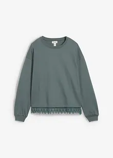 Sweatshirt med spetsbesättning, bonprix