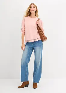 Sweatshirt med spetsbesättning, bonprix