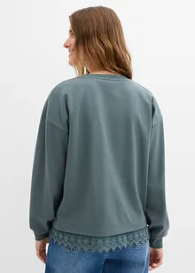 Sweatshirt med spetsbesättning, bonprix