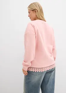 Sweatshirt med spetsbesättning, bonprix