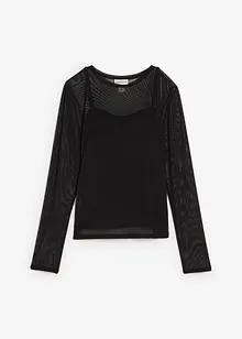 Långärmad topp i mesh, bonprix