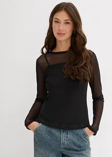 Långärmad topp i mesh, bonprix