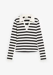 Pikétröja av ribbat material, långa ärmar, bonprix