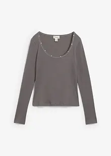 Ribbstickad topp av ekologisk bomull, bonprix