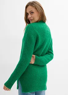 Stickad cardigan med ylleandel, bonprix