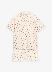 Kort pyjamas av ekologisk bomull, med knappslå (2 delar), bonprix