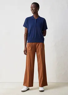 Finstickad tröja med sidenandel och krage, bonprix