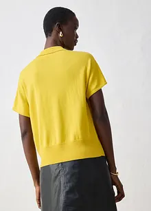 Finstickad tröja med sidenandel och krage, bonprix