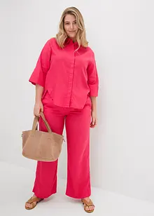 Skjortblus i svalkande linnemix, bonprix