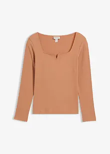 Ribbstickad topp i ekologisk bomull, bonprix