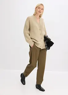 Cardigan med ribbstickat mönster, bonprix