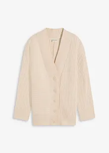 Cardigan med ribbstickat mönster, bonprix