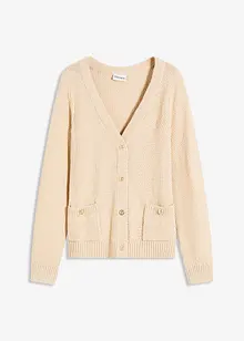 Melerad cardigan med guldfärgade knappar, bonprix