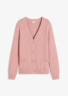 Melerad cardigan med guldfärgade knappar, bonprix