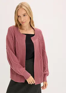 Cardigan med flätmönster, bonprix