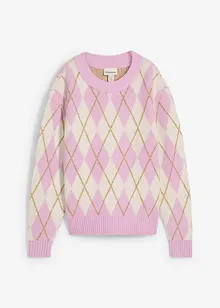 Finstickad tröja med rutmönster, bonprix