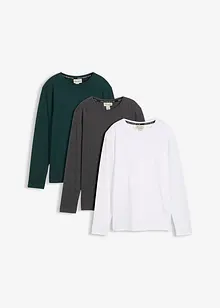 Långärmad tröja med ekologisk bomull (3-pack), bonprix