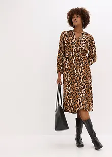 Mellanlång klänning i mjuk satin, bonprix