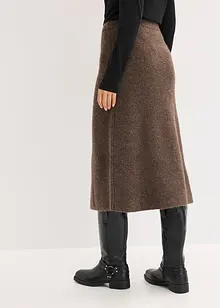 Stickad kjol i midilängd, bonprix