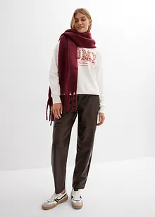 Tunnformad byxa i skinnimitation, medelhög midja, bonprix