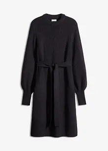 Stickad klänning med ballongärmar, bonprix