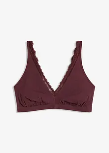Ribbstickad bralette med ekologisk bomull och spets, bonprix