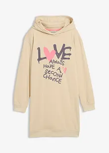 Trikåklänning av ekologisk bomull, med huva, bonprix