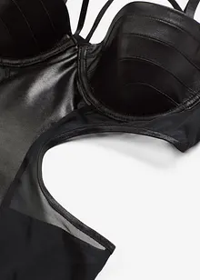 Stringbody ouvert med wetlook, bonprix