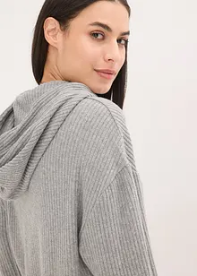 Ribbstickad byxa och topp med huva i oversizemodell, bonprix