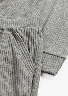 Ribbstickad byxa och topp med huva i oversizemodell, bonprix