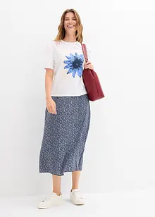 Mellanlång kjol i följsam viskos, bonprix