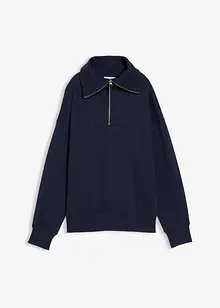 Tröja med hög krage och kort dragkedja, av mjuk bomullsmix, bonprix