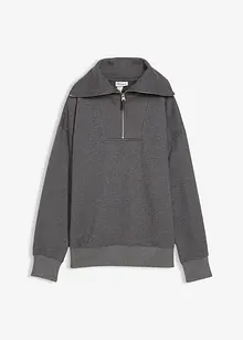 Tröja med hög krage och kort dragkedja, av mjuk bomullsmix, bonprix