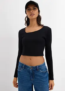 Ribbstickad topp i kort modell, bonprix