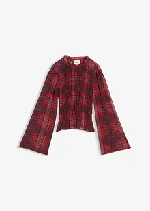 Blustopp med smockad infällning, bonprix