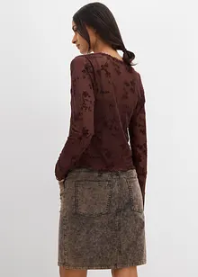 Långärmad topp med sirligt mönster, bonprix