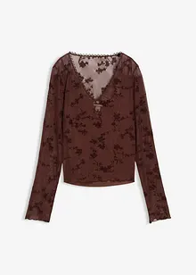 Långärmad topp med sirligt mönster, bonprix