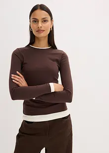 Långärmad topp av bomullsmix, bonprix