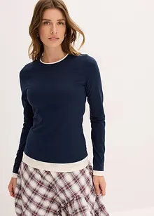 Långärmad topp av bomullsmix, bonprix