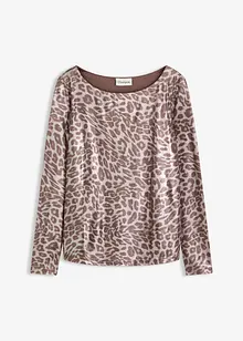 Topp med glansigt leopardmönster, bonprix