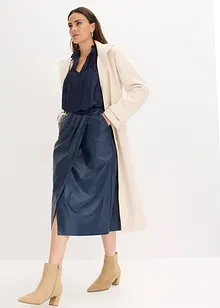 Blustunika med stråveck i glansig satin, bonprix