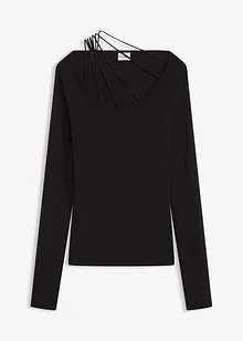 Finstickad tröja med djup rinning, bonprix