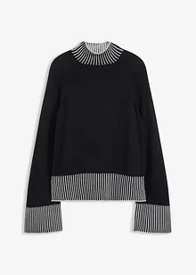 Tröja med ståkrage och liten andel kaschmir, bonprix