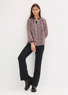 Mönstrad chiffongblus med broderi, bonprix