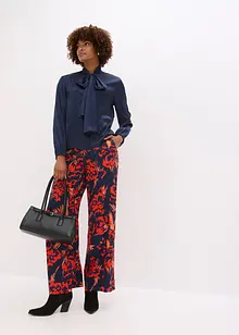 Knytblus i följsam satin, bonprix